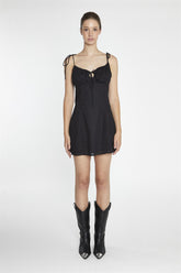 Black Strappy Milkmaid Mini-Dress
